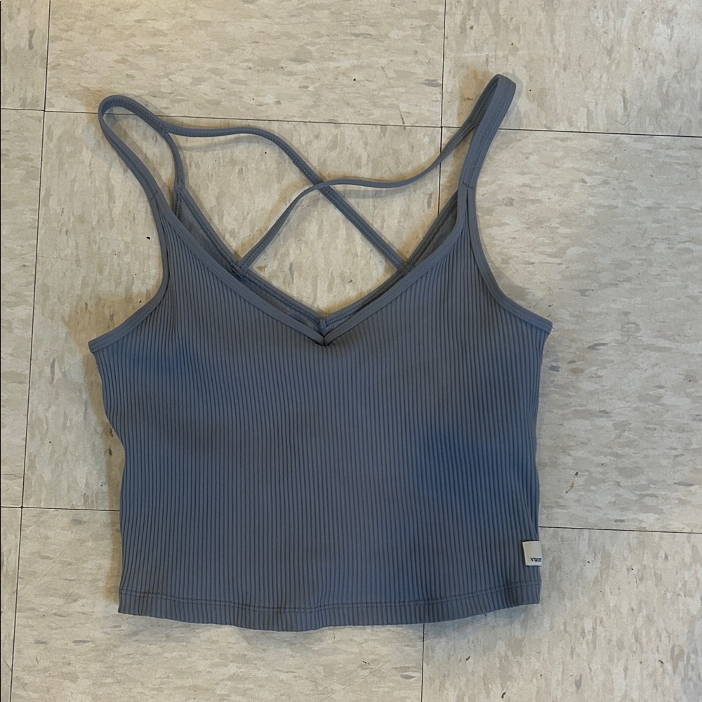 Vuori ribbed cross back crop top